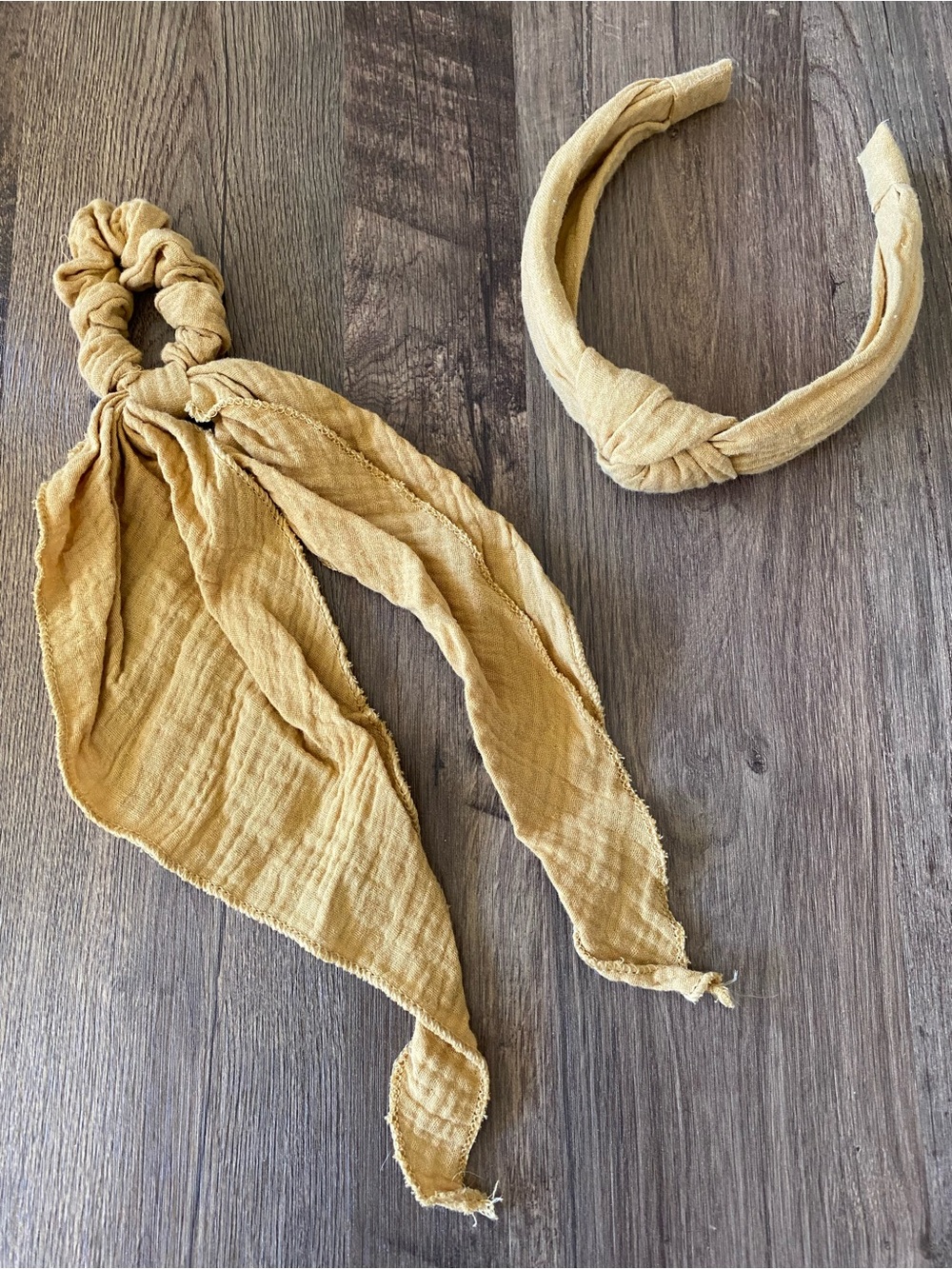 Universal Thread Yellow Gauze Knot Headband Scarf Scrunchie